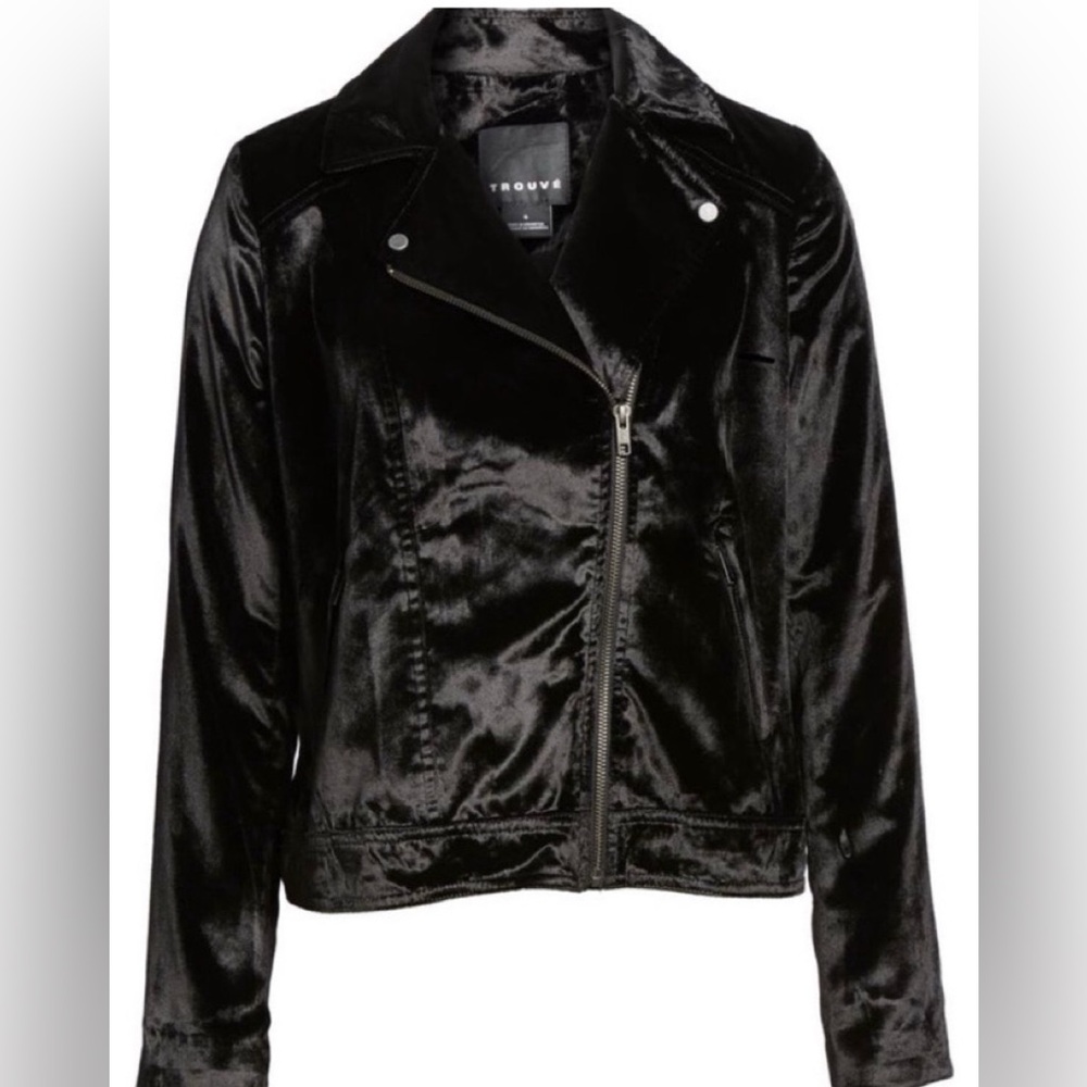 Trouvé Black Velvet Moto Jacket